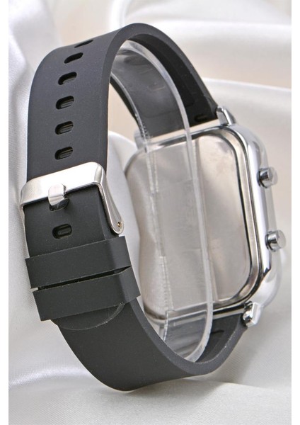 Yeni Siyah Silikon Kordonlu Unisex Genç Kız Kadın Çocuk LED Kol Saati ST-304106 modelleri