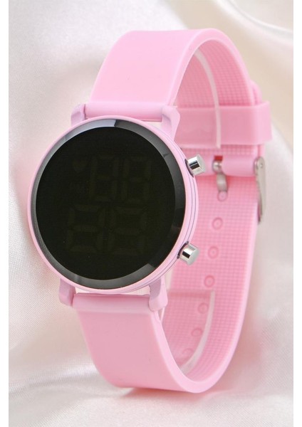 Toz Pembe Renk Silikon Kordon Orta Kasa LED Kadın Genç Kız Saati ST-304117 fırsatları