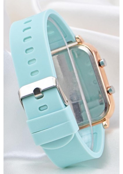 Turkuaz Silikon Kordonlu LED Watch Genç Kız Kadın Kol Saati ST-304104 modelleri