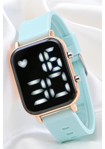 Turkuaz Silikon Kordonlu LED Watch Genç Kız Kadın Kol Saati ST-304104 indirimleri