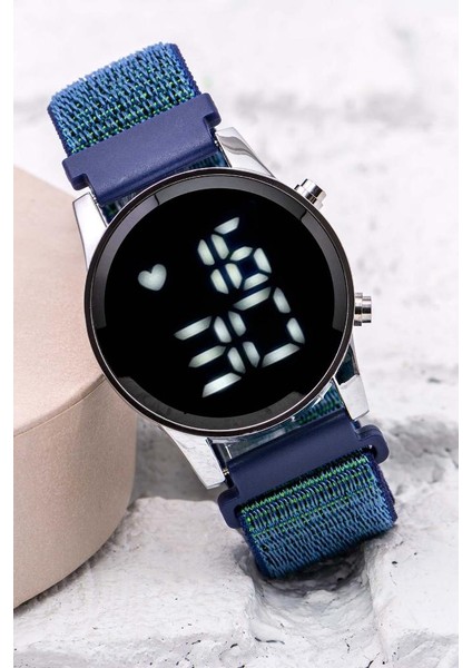 Yeni Cırtlı Yapışır Lacivert Kordon Dijital LED Unisex Kadın Erkek Kol Saat ST-304060
