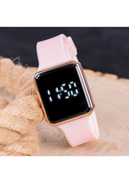 Watch Pembe Renk Dokunmatik LED Ekran Rose Kasa Kız Çocuk Kadın Saati ST-304002