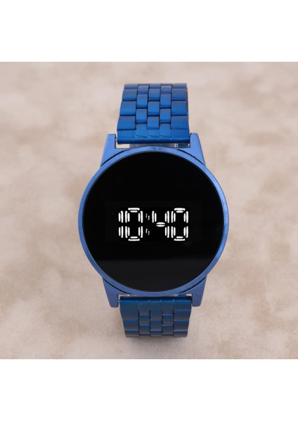 Lacivert Çelik Kordonlu Dokunmatik LED Unisex Kol Saati ST-303920