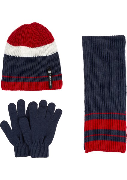 9-15 Yaş Garson 3'lü Takım Erkek Atkı, Eldiven ve Şapka Set Içi Polarlı