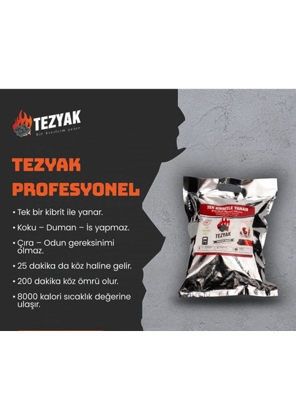 Profesyonel Tek Kibritle Yanan Yeni Nesil Mangal Kömürü (2 Kg)