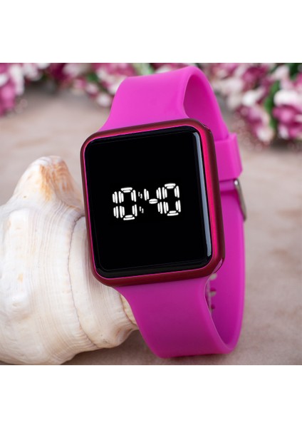 Touche Watch Fuşya Renk Silikon Kordonlu Dokunmatik LED Bayan Saat ST-303731 modelleri