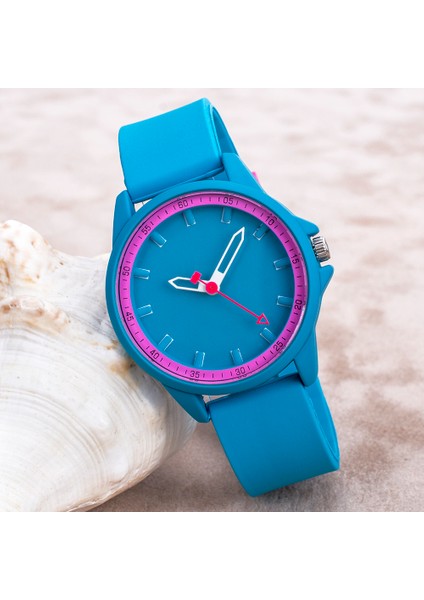 Turkuaz Renk Silikon Kordonlu Yetişkin Kız Bayan Kol Saati ST-303698 indirimleri
