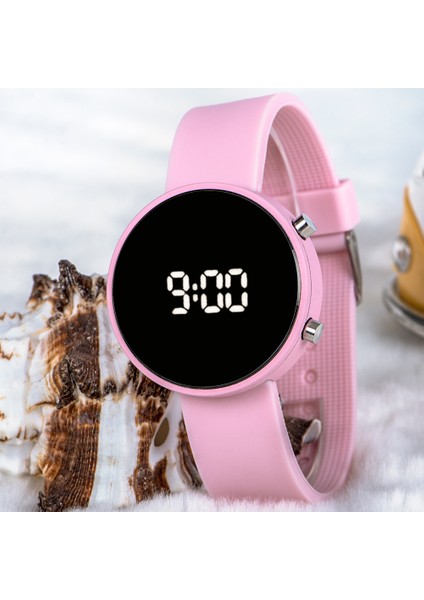 Açık Pembe Renk Silikon Kordonlu LED Bayan Kol Saati ST-303709