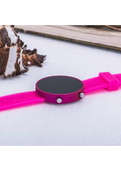 Pembe Yuvarlak Dijital LED Ekran Pembe Silikon Kordonlu Bayan Saat ST-303621 fırsatları