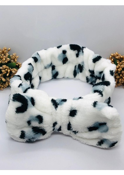 Leoparlı Peluş Fiyonklu Lastikli Bandana modelleri