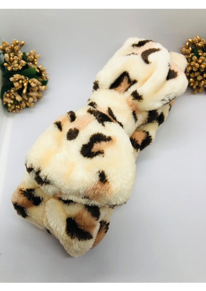 Leoparlı Peluş Fiyonklu Lastikli Bandana modelleri