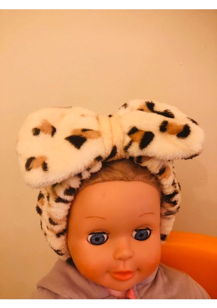 Leoparlı Peluş Fiyonklu Lastikli Bandana fırsatları