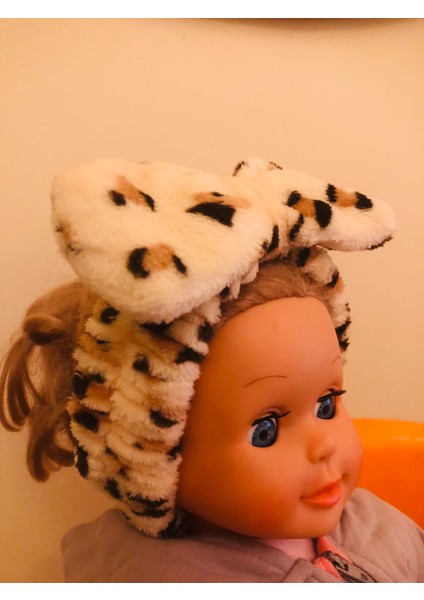 Leoparlı Peluş Fiyonklu Lastikli Bandana indirimleri