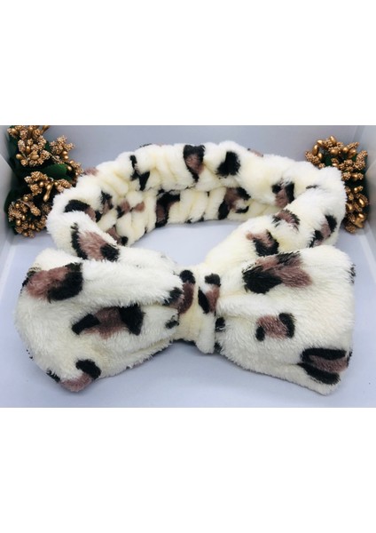 Leoparlı Peluş Fiyonklu Lastikli Bandana modelleri