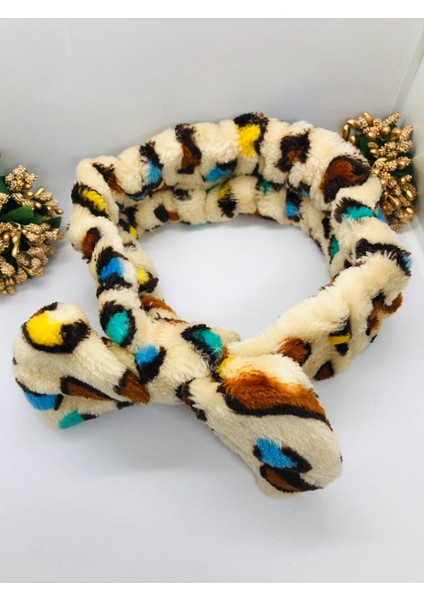 Leoparlı Peluş Fiyonklu Lastikli Bandana fırsatları