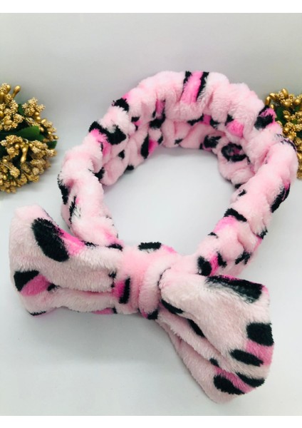 Leoparlı Peluş Fiyonklu Lastikli Bandana modelleri