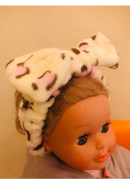 Leoparlı Peluş Fiyonklu Lastikli Bandana modelleri