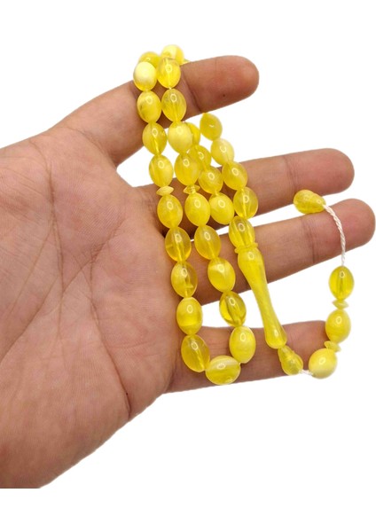 Limon Sarısı Beyzi Toz Kehribar Tesbih