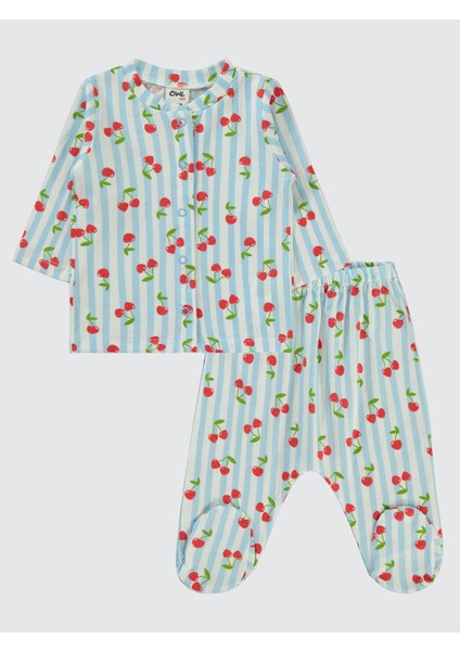 Kız Bebek Pijama Takımı 1-6 Ay Mavi