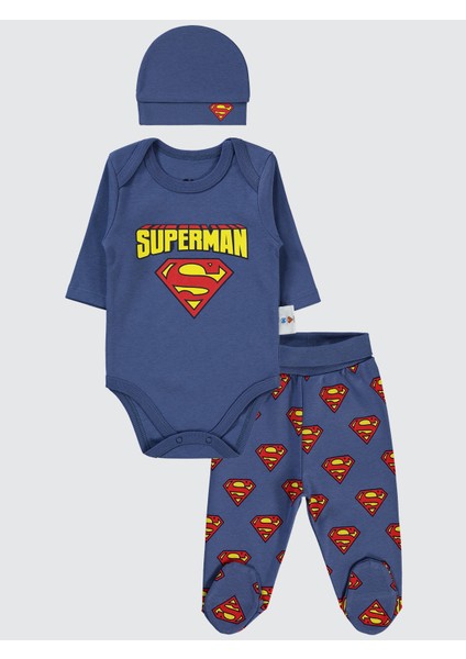Süperman Erkek Bebek Takım 1-6 Ay Indigo