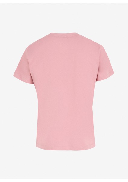 Yuvarlak Yaka Baskılı Pembe Kadın T-Shirt 100535-A24E/Q08