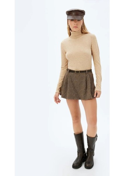 Balıkçı Yaka Regular Fit Deve Tüyü Kazak Kadın 5WAK90412HT