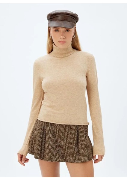 Balıkçı Yaka Regular Fit Deve Tüyü Kazak Kadın 5WAK90412HT modelleri