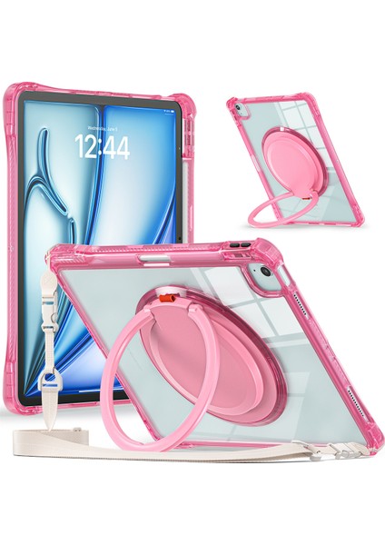 iPad Air 13 IPAD Pro 12.9 OMUZ Askılı Pc Tpu Akrilik Gül Tablet Kılıfı (Yurt Dışından)