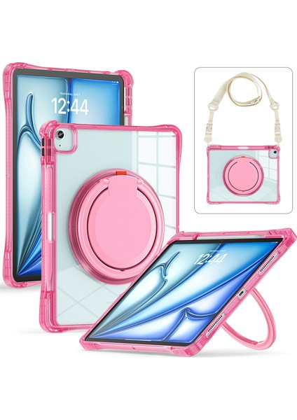 iPad Air 13 IPAD Pro 12.9 OMUZ Askılı Pc Tpu Akrilik Gül Tablet Kılıfı (Yurt Dışından)