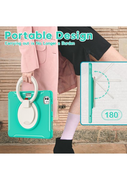 iPad Pro 11 Için El Tutma Çubuğu Pc Tpu Kalem Yuvalı Kapak Nane Yeşili Tablet Kılıfı (Yurt Dışından)