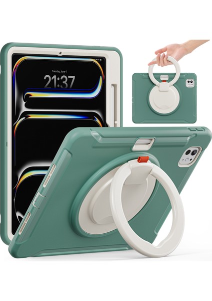 iPad Pro 11 Için El Tutma Çubuğu Pc Tpu Kalem Yuvalı Kapak Zümrüt Yeşili Tablet Kılıfı (Yurt Dışından)
