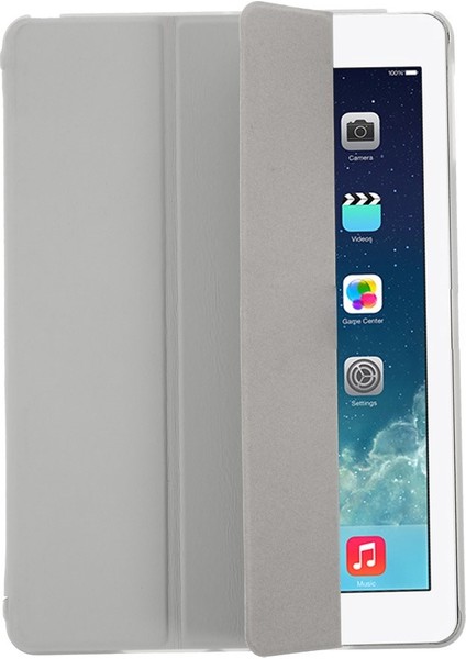 iPad AIR Için Koruyucu Darbeye Dayanıklı Kabuk Pu Deri Üç Katlı Stand Desteği Otomatik Uyandırma uyku Gri Tablet Kılıfı (Yurt Dışından)