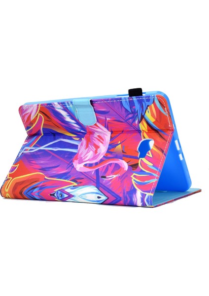 Samsung Galaxy Tab A 10.1 (T580/T585) Pu Deri Dikiş Manyetik Kapatma Kart Yuvaları ile Standı Tablet Kılıfı (Yurt Dışından)