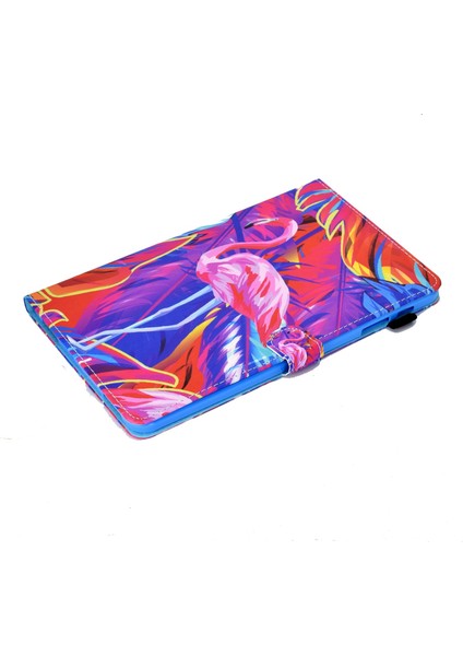 Samsung Galaxy Tab A 10.1 (T580/T585) Pu Deri Dikiş Manyetik Kapatma Kart Yuvaları ile Standı Tablet Kılıfı (Yurt Dışından)