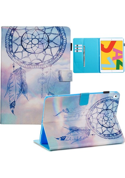 iPad 10.2 DREAM Catcher Için Desen Baskılı Deri Cüzdan Standlı Tablet Kılıfı (Yurt Dışından)
