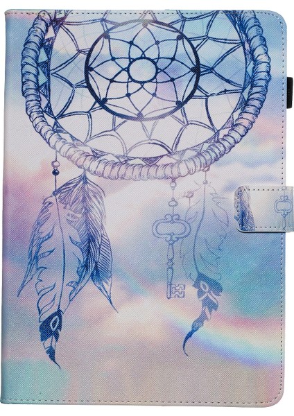 iPad 10.2 DREAM Catcher Için Desen Baskılı Deri Cüzdan Standlı Tablet Kılıfı (Yurt Dışından)