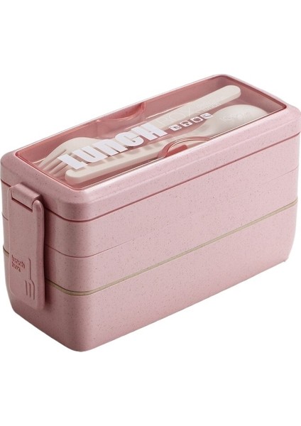 Üç Katmanlı Buğday Samanı Bölmeli Ev Tipi Öğle Yemeği Kutusu (Yurt Dışından)