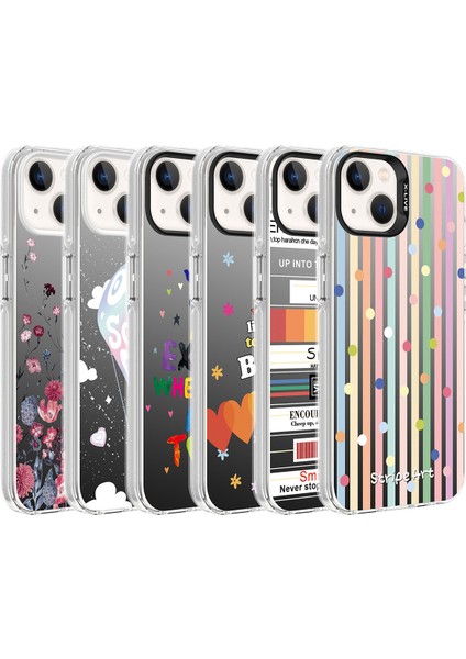 Apple iPhone 13 / 14 Uyumlu Kılıf Desenli Zore Silver Sert Kapak
