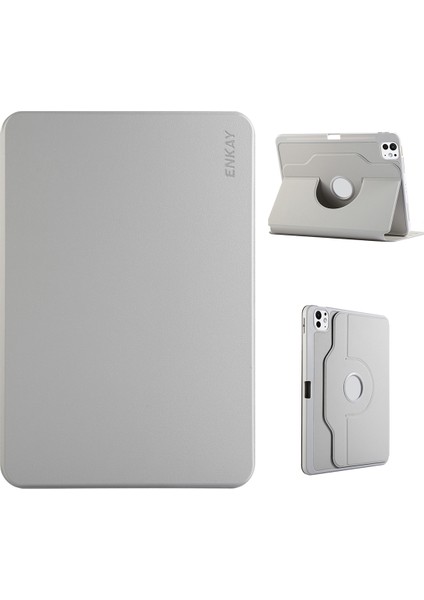 iPad Pro 13 HAT Prınce Standlı Tpu Pu Otomatik Uyandırma uyku 360 Derece Döndürme Gri Tablet Kılıfı (Yurt Dışından)