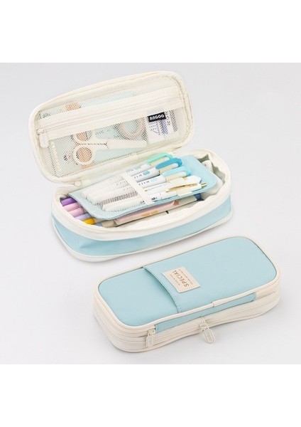 Angoo Macaron Çift Katmanlı Geri Çekilebilir Büyük Kapasiteli Kalem Kutusu Kırtasiye Kutusu (Mor) (Yurt Dışından)