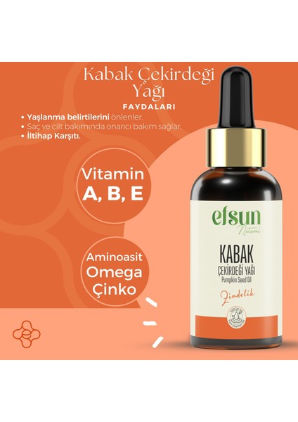 Kabak Çekirdeği Yağı Saf ve Doğal Soğuk Sıkım 30 ml