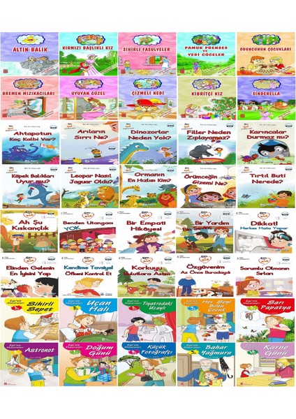 1. sınıf Ev ve Sınıf Kitaplığı Için Büyük Boy Eğlenceli 40 lı Hikaye Seti (16 Yaprak)