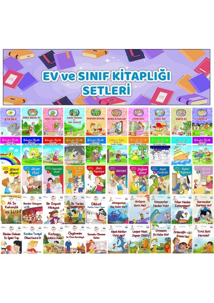 1.sınıf Ev ve Sınıf Kitaplığı Için Büyük Boy Eğlenceli 50 Li Hikaye Seti (16 Yaprak)