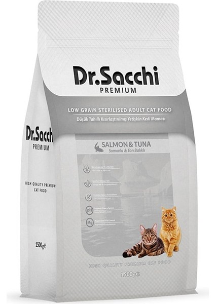 Dr.Sacchi Premium Düşük Tahıllı Kısır Kedi Maması 1,5 Kg