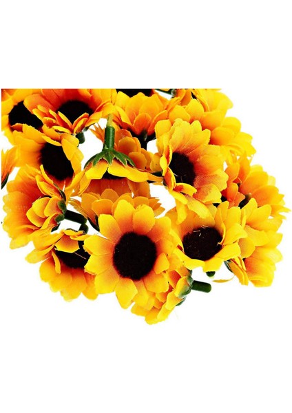 Человеческие ЦВЕТЫ,200 Adet Yapay Ayçiçeği Küçük Papatya Gerbera Çiçek Düğün Dekor Için Başları (Sarı ve Kahve) (Yurt Dışından)
