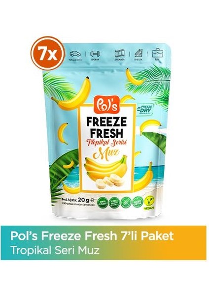 Freeze Fresh Muz 20 G x 7 Adet Freeeze Dry Dondurularak Kurutulmuş Meyve