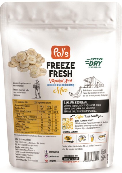 Freeze Fresh Muz 20 G x 7 Adet Freeeze Dry Dondurularak Kurutulmuş Meyve