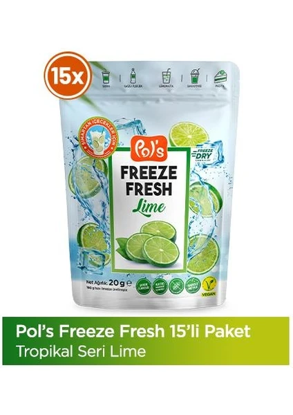 Freeze Fresh Lime 20 g x 15 Adet Freeze Dry Dondurularak Kurutulmuş Meyve