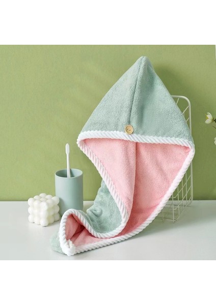 Enjoy Homee Mercan Kadife Çift Katmanlı Kalınlaştırılmış Saç Kurutma Makinesi Kapağı, Emici ve Çabuk Kuruyan Bandanalı Duş Başlığı (Yurt Dışından)