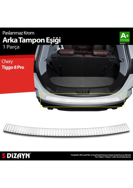 Chery Tiggo 8 Pro Krom Arka Tampon Eşiği 2022 Üzeri A+ Kalite